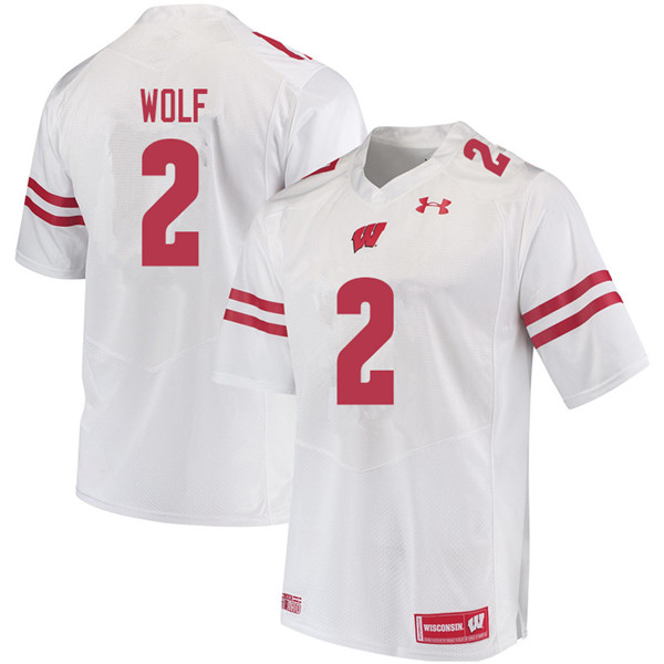 Wisconsin Badgers Men's #2 Chase Wolf NCAA Under Armour Authentic White College Stitched Football Jersey MM40Y05CK